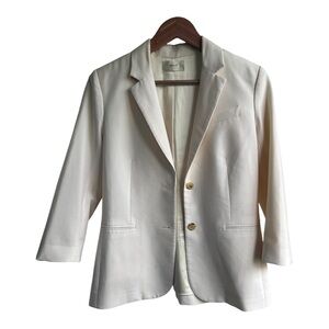 The Row Wool Blend Single Breasted Ivory Blazer